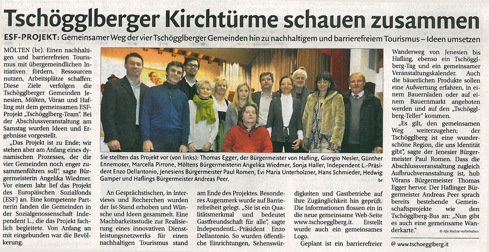 Tschögglberger Kirchtürme schauen zusammen Tschögglberger Kirchtürme schauen zusammen